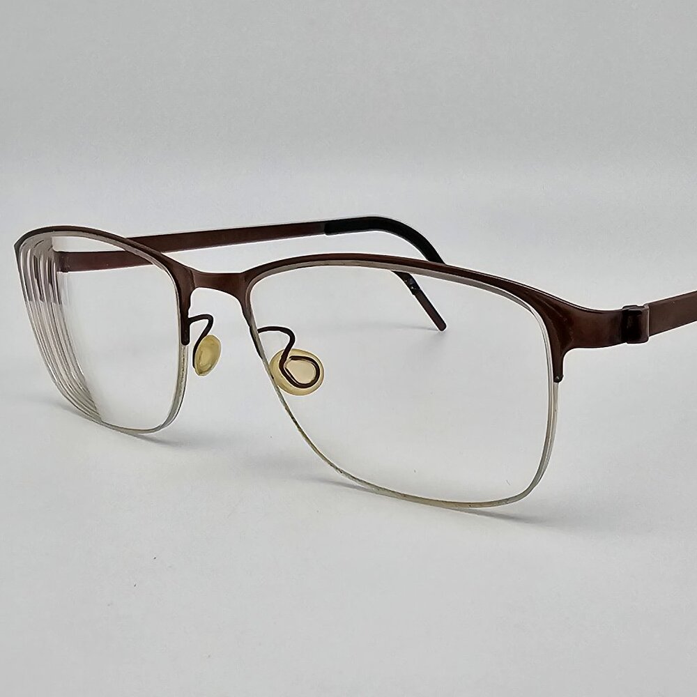 Lindberg No. 055/32AI 7355 Col.PU12 Strip Titanium Brown Semi-Rimless Eyeglasses